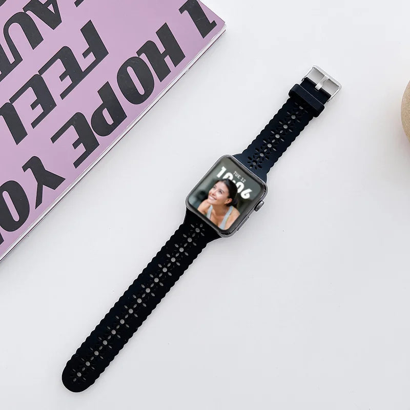 Slim Lace band for Apple Watch band 40mm 44mm 41mm 45mm 38mm 42mm 49mm 45mm Silicone band Apple Watch Series 8 SE 7 6 5 3 Ultra