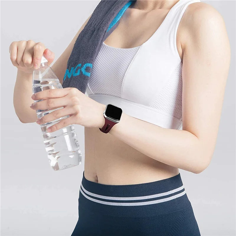 Slim band for Apple Watch band 40mm 44mm 41mm 45mm 49mm S10 42mm Silicone watch band correa band Apple Watch 6 7 8 9 Ultra 2 band