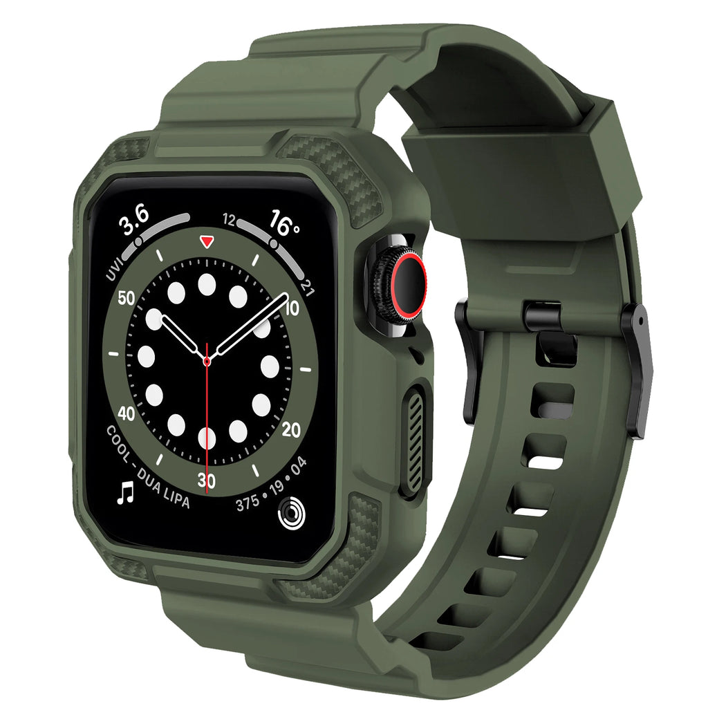 Rugged Armor Pro Designed 44mm 42mm band for Apple Watch band with Case for Apple Watch 44mm 42mm Series 6 SE 5 4