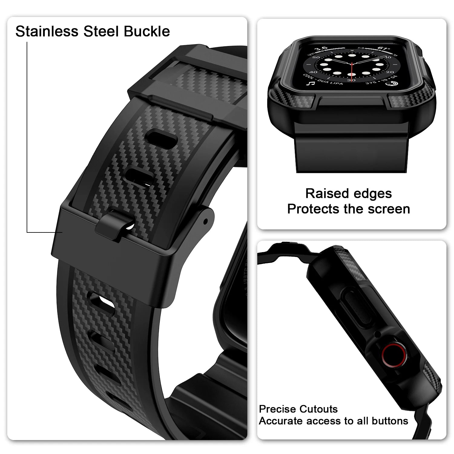 Rugged Armor Pro Designed 44mm 42mm band for Apple Watch band with Case for Apple Watch 44mm 42mm Series 6 SE 5 4