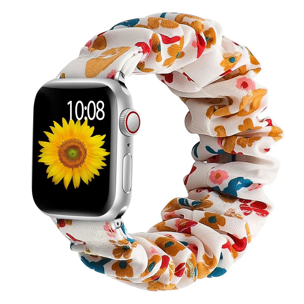Scrunchie band for Apple Watch band 40mm 44mm 45mm 41mm 49mm 38mm 42mm Elastic Nylon Loop band Apple Watch Series 6 3 SE 7 8 Ultra