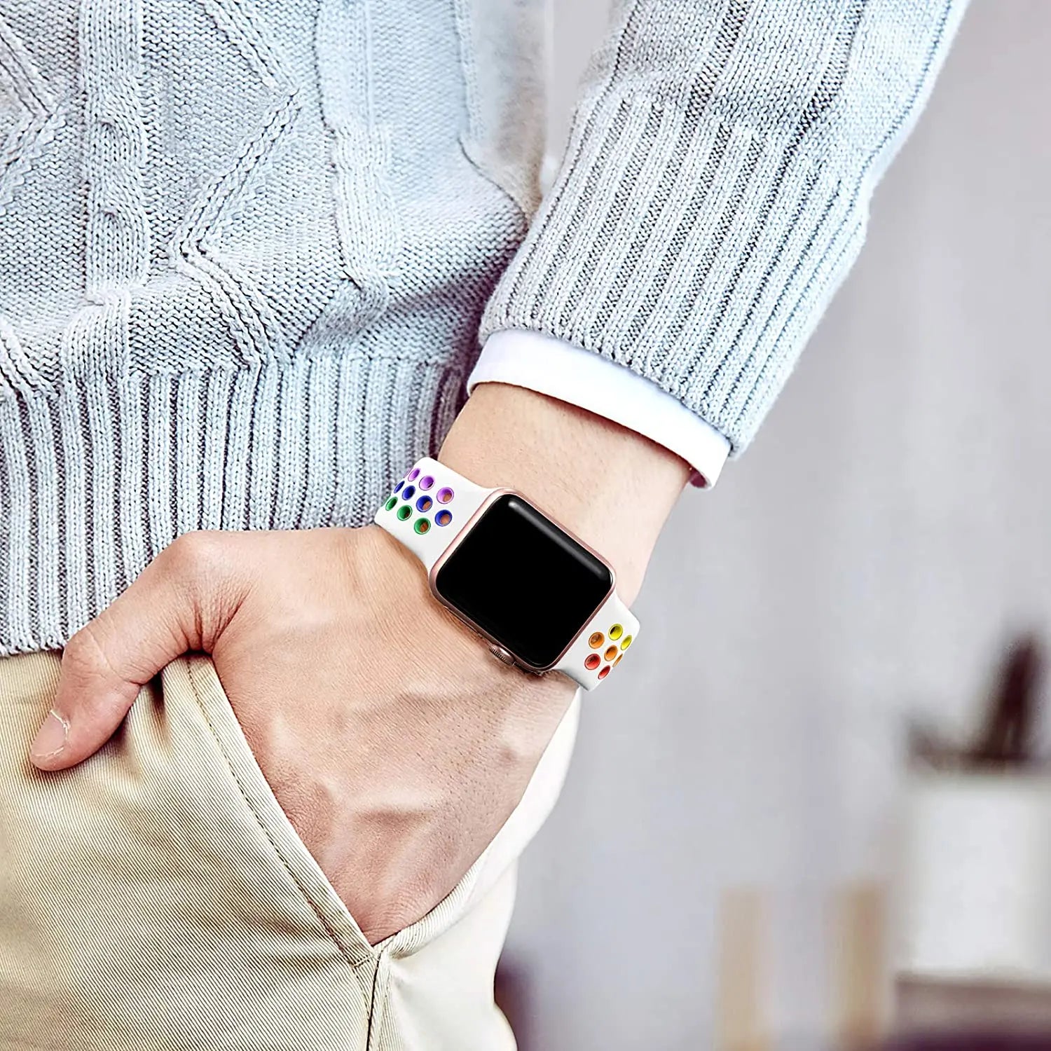 Silicone band For Apple Watch 6 5 4 SE 44mm 40mm 10 9 8 7 41mm 42mm 45mm 46mm Sport wristband Apple Watch Ultra 2 49mm band