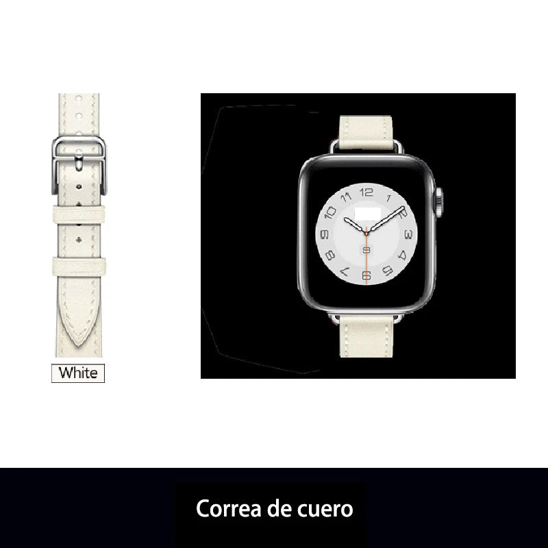 Double Tour leather band For Apple Watch Ultra band 49mm 45mm 42mm 44mm Series 8 7 6 SE 5 4 3 2 Apple Watch 6 38mm 40mm Correa 41mm