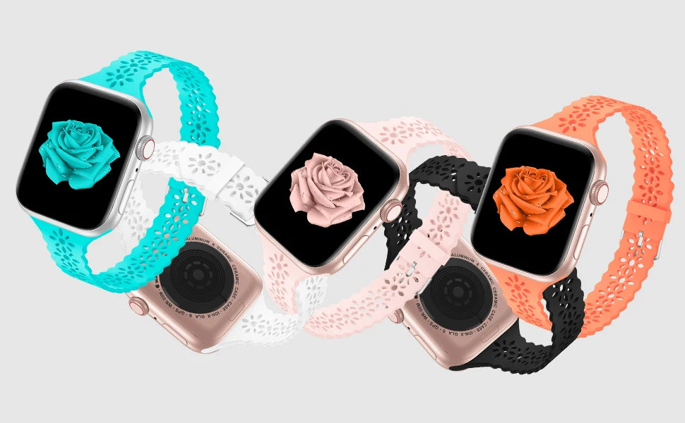 Slim Lace band for Apple Watch band 40mm 44mm 41mm 45mm 38mm 42mm 49mm 45mm Silicone band Apple Watch Series 8 SE 7 6 5 3 Ultra