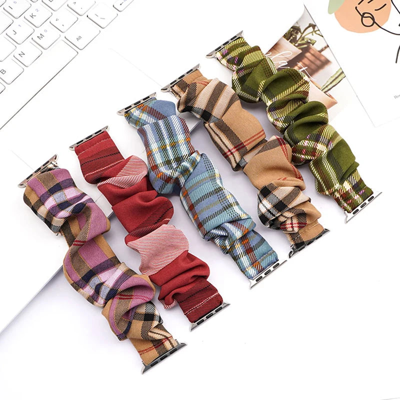 Scrunchie band for Apple Watch Ultra band 49mm 45mm 41mm 44mm 40mm 38mm 42mm Elastic nylon band Apple Watch Series 8 7 6 5 4 3 SE