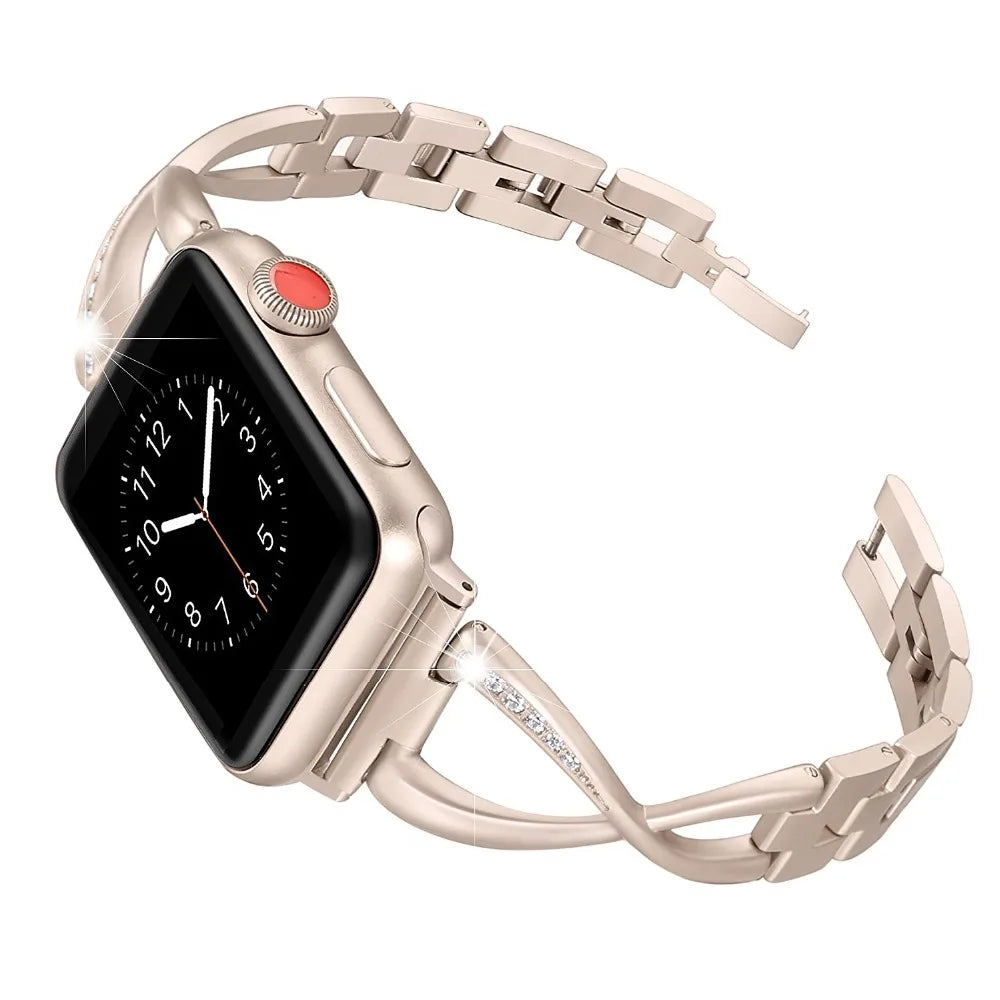 Lady band for Apple Watch band 49mm 44mm 41mm 45mm 40mm Diamond Stainless Steel Correa For Apple Watch Ultra 2 Series 9 8 7 6 SE 5 3