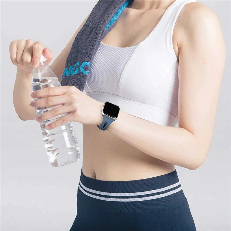 Slim band for Apple Watch band 40mm 44mm 41mm 45mm 49mm S10 42mm Silicone watch band correa band Apple Watch 6 7 8 9 Ultra 2 band