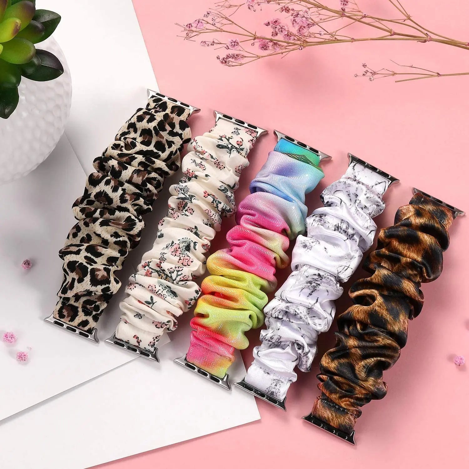 Scrunchie band for Apple Watch band 40mm 44mm 45mm 41mm 49mm 38mm 42mm Elastic Nylon Loop band Apple Watch Series 6 3 SE 7 8 Ultra
