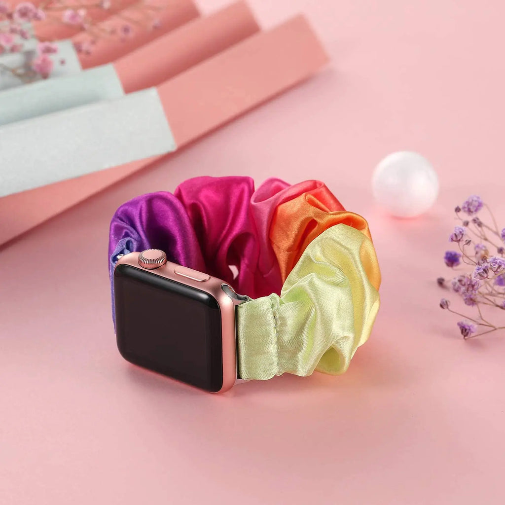 Scrunchie band for Apple Watch band 40mm 44mm 45mm 41mm 49mm 38mm 42mm Elastic Nylon Loop band Apple Watch Series 6 3 SE 7 8 Ultra