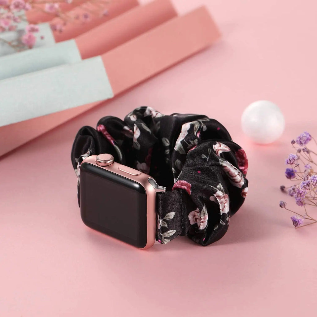 Scrunchie band for Apple Watch band 40mm 44mm 45mm 41mm 49mm 38mm 42mm Elastic Nylon Loop band Apple Watch Series 6 3 SE 7 8 Ultra