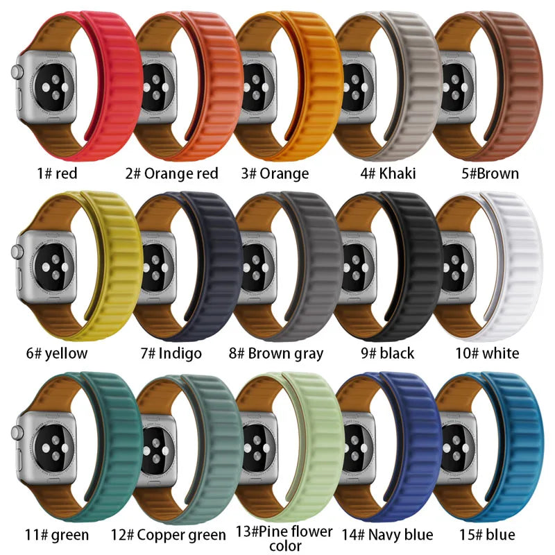 Silicone Link band for Apple Watch band 44mm 40mm 45mm 41mm 46mm 49mm Magnetic Loop band Apple Watch Series SE 7 8 9 Ultra 2 10