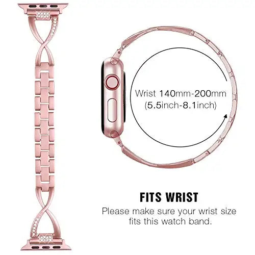 Lady band for Apple Watch band 49mm 44mm 41mm 45mm 40mm Diamond Stainless Steel Correa For Apple Watch Ultra 2 Series 9 8 7 6 SE 5 3