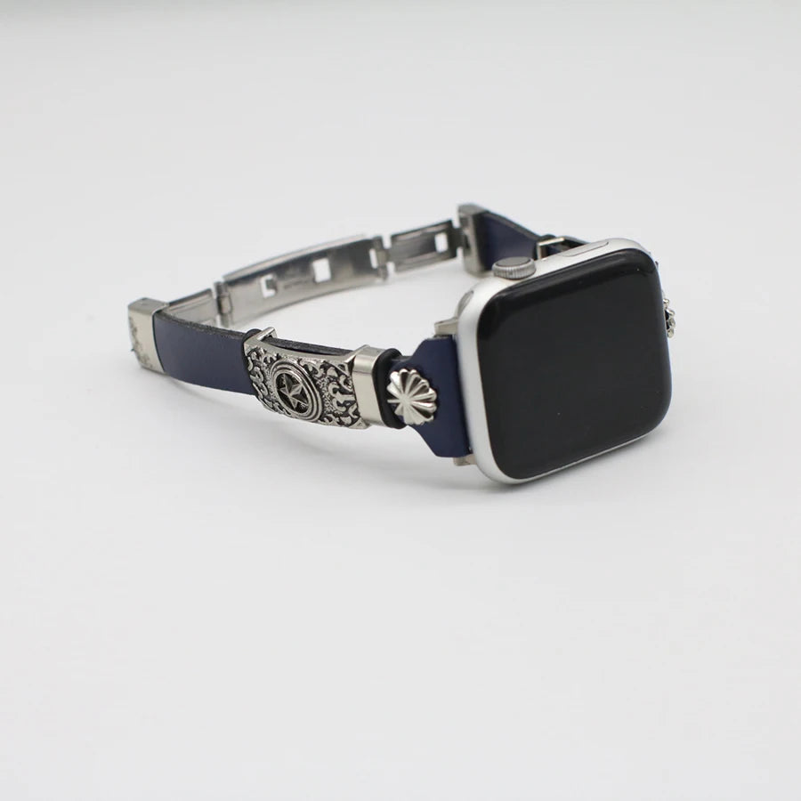 PU Lleather band for Apple Watch 8 7 6 SE 5 4 3 42mm 44mm 38mm 40mm Retro band Accessory for Apple Watch Replacement band