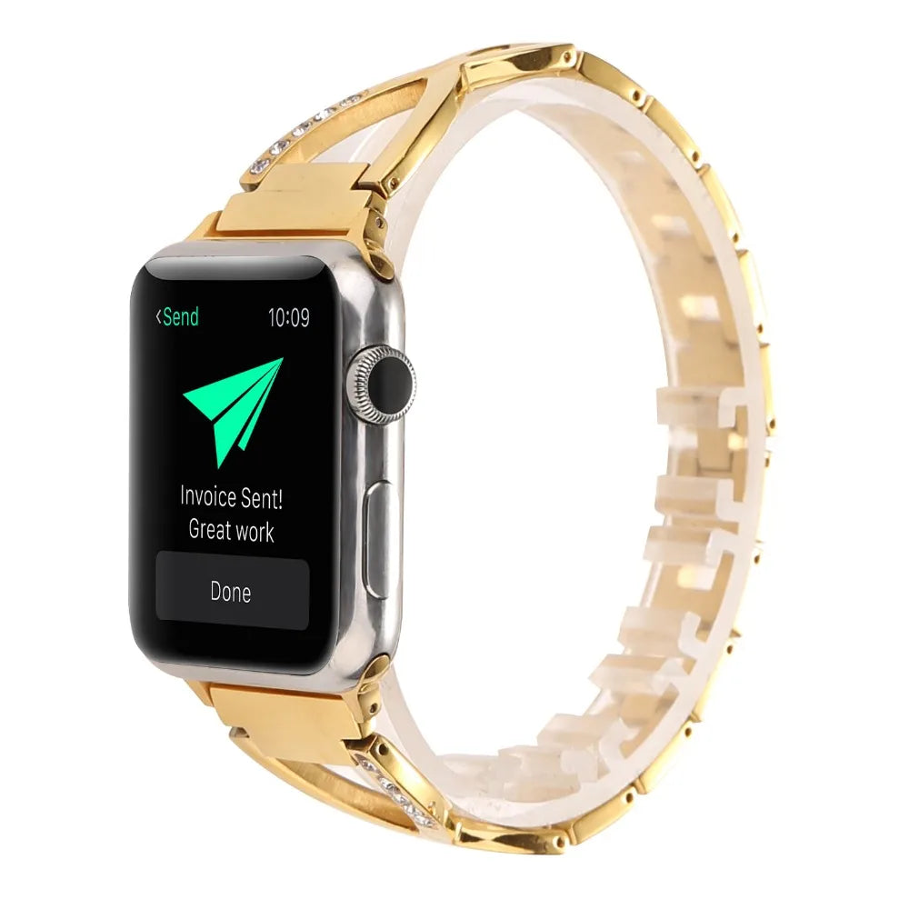 Lady band for Apple Watch band 49mm 44mm 41mm 45mm 40mm Diamond Stainless Steel Correa For Apple Watch Ultra 2 Series 9 8 7 6 SE 5 3