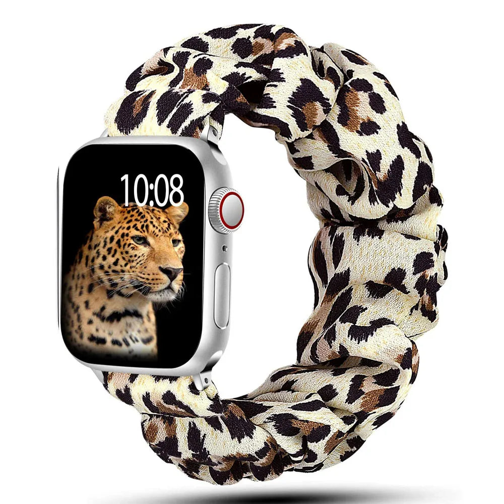 Scrunchie band for Apple Watch band 40mm 44mm 45mm 41mm 49mm 38mm 42mm Elastic Nylon Loop band Apple Watch Series 6 3 SE 7 8 Ultra
