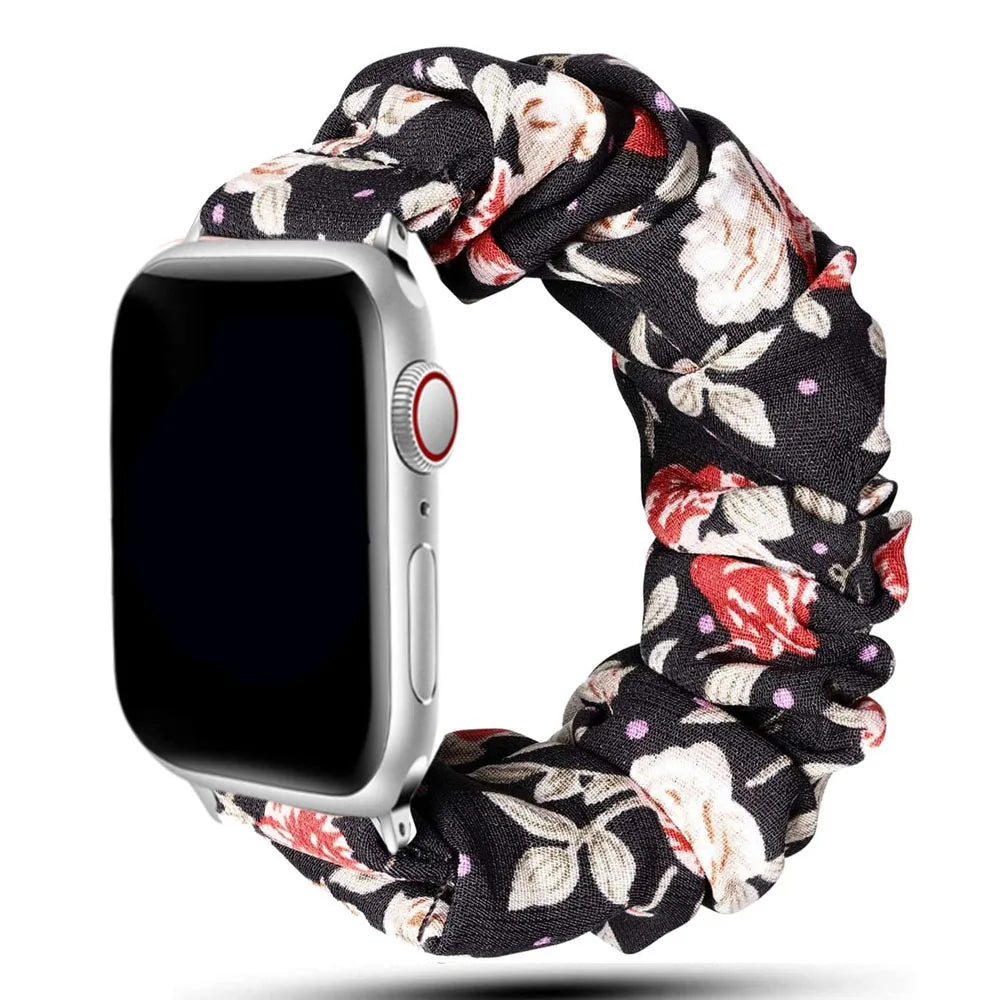 Scrunchie band for Apple Watch band 40mm 44mm 45mm 41mm 49mm 38mm 42mm Elastic Nylon Loop band Apple Watch Series 6 3 SE 7 8 Ultra