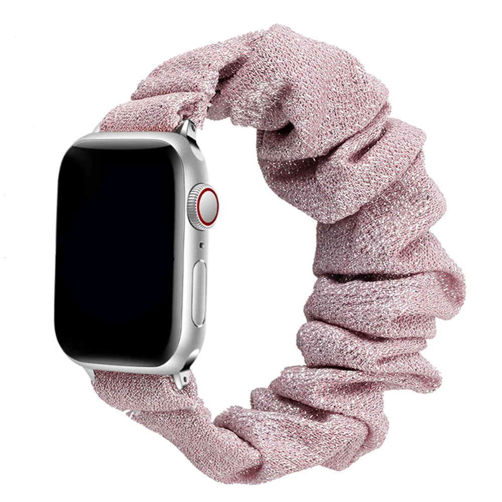 Scrunchie band for Apple Watch band 40mm 44mm 45mm 41mm 49mm 38mm 42mm Elastic Nylon Loop band Apple Watch Series 6 3 SE 7 8 Ultra