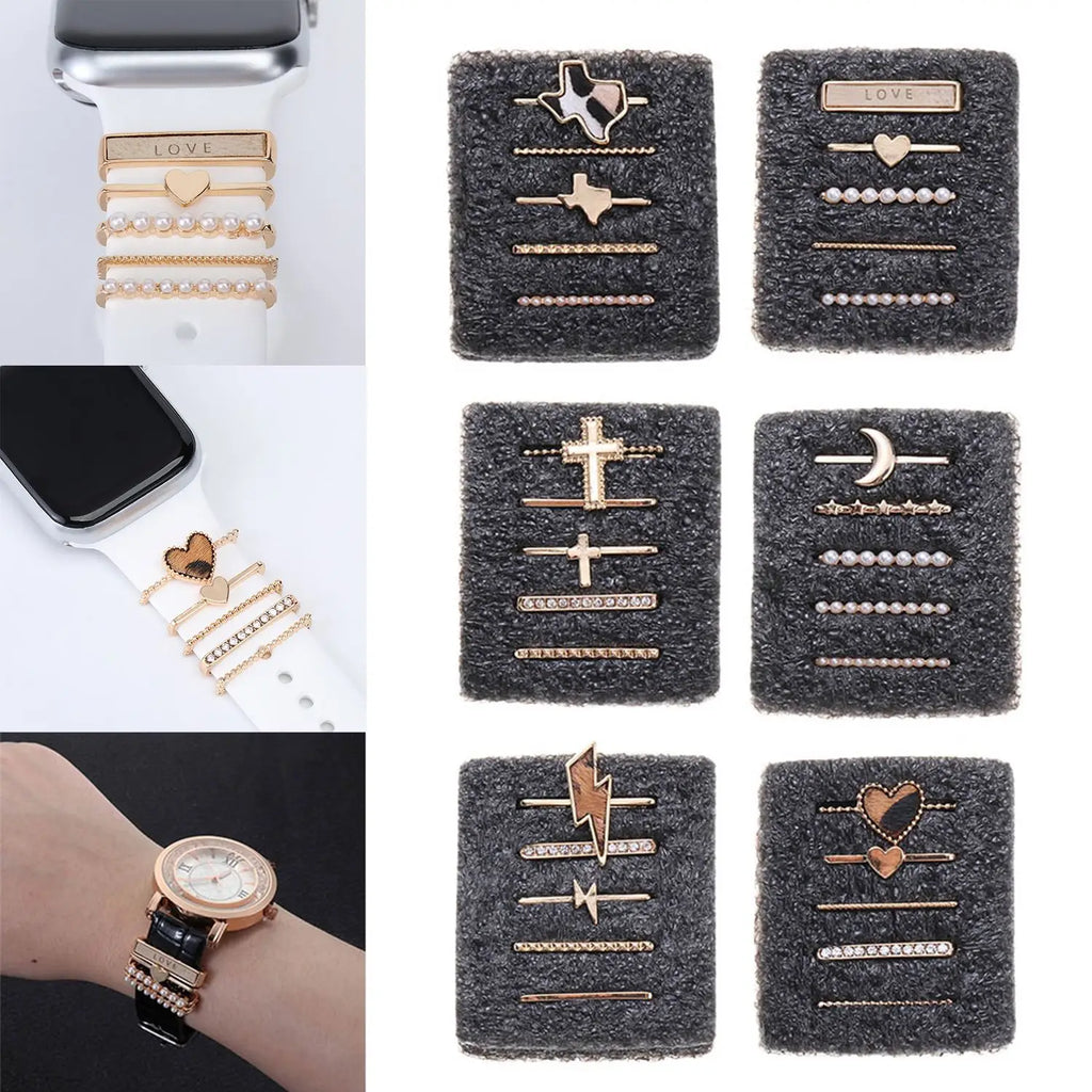 Decoration For Apple Watch band Series 8 7 6 5 4 SE 9 Accessories Diamond Jewelry Charms for Samsung Huawei watch fit 3 band