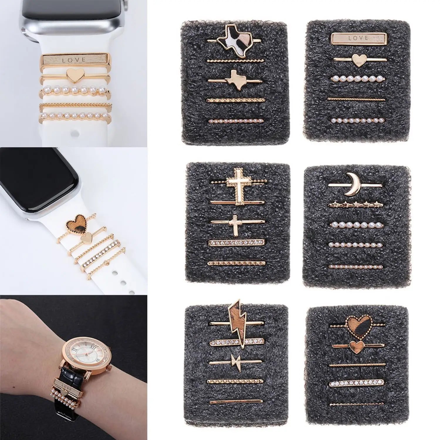 Decoration For Apple Watch band Series 8 7 6 5 4 SE 9 Accessories Diamond Jewelry Charms for Samsung Huawei watch fit 3 band