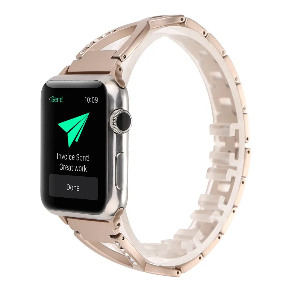 Lady band for Apple Watch band 49mm 44mm 41mm 45mm 40mm Diamond Stainless Steel Correa For Apple Watch Ultra 2 Series 9 8 7 6 SE 5 3