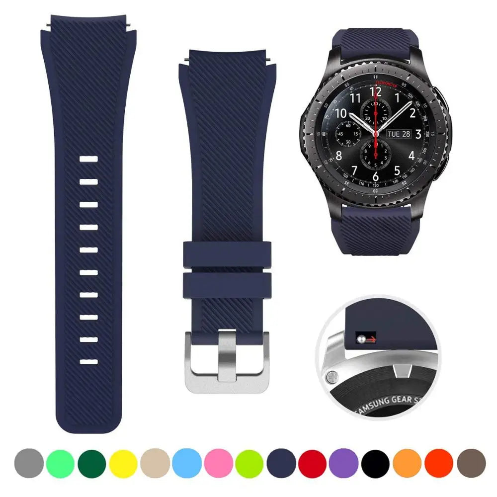 22mm Silicone Band for Samsung Galaxy Watch 3 45mm/huawei watch GT2 46mm/Gear S3 Watchband Bracelet Strap for Amazfit GTR 47mm