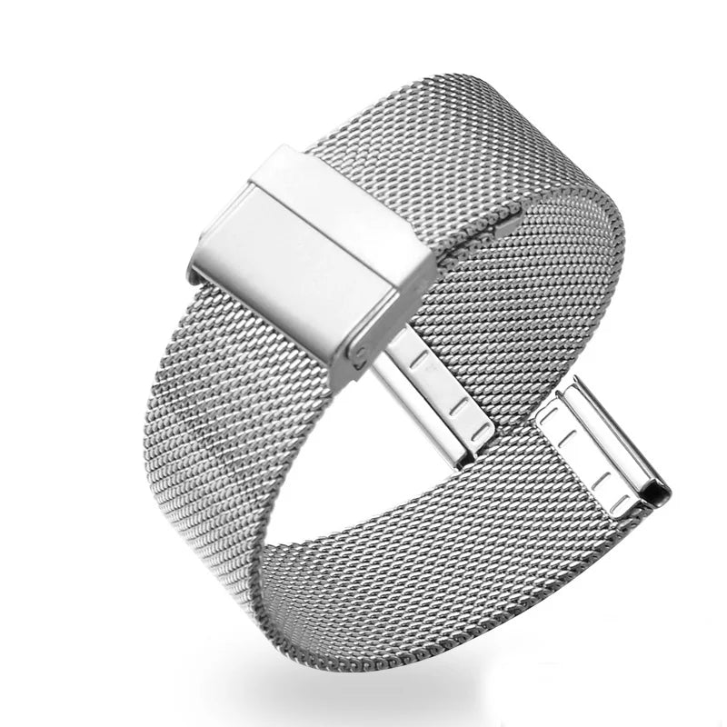 8mm 10mm 12mm 14mm 15mm 16mm 20mm 24mm Stainless Steel Watch Strap Straight End Bracelet Mesh Buckle Milanese Loop Band