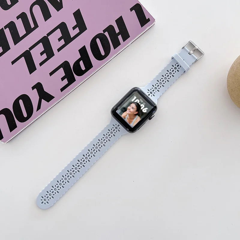 Slim Lace band for Apple Watch band 40mm 44mm 41mm 45mm 38mm 42mm 49mm 45mm Silicone band Apple Watch Series 8 SE 7 6 5 3 Ultra