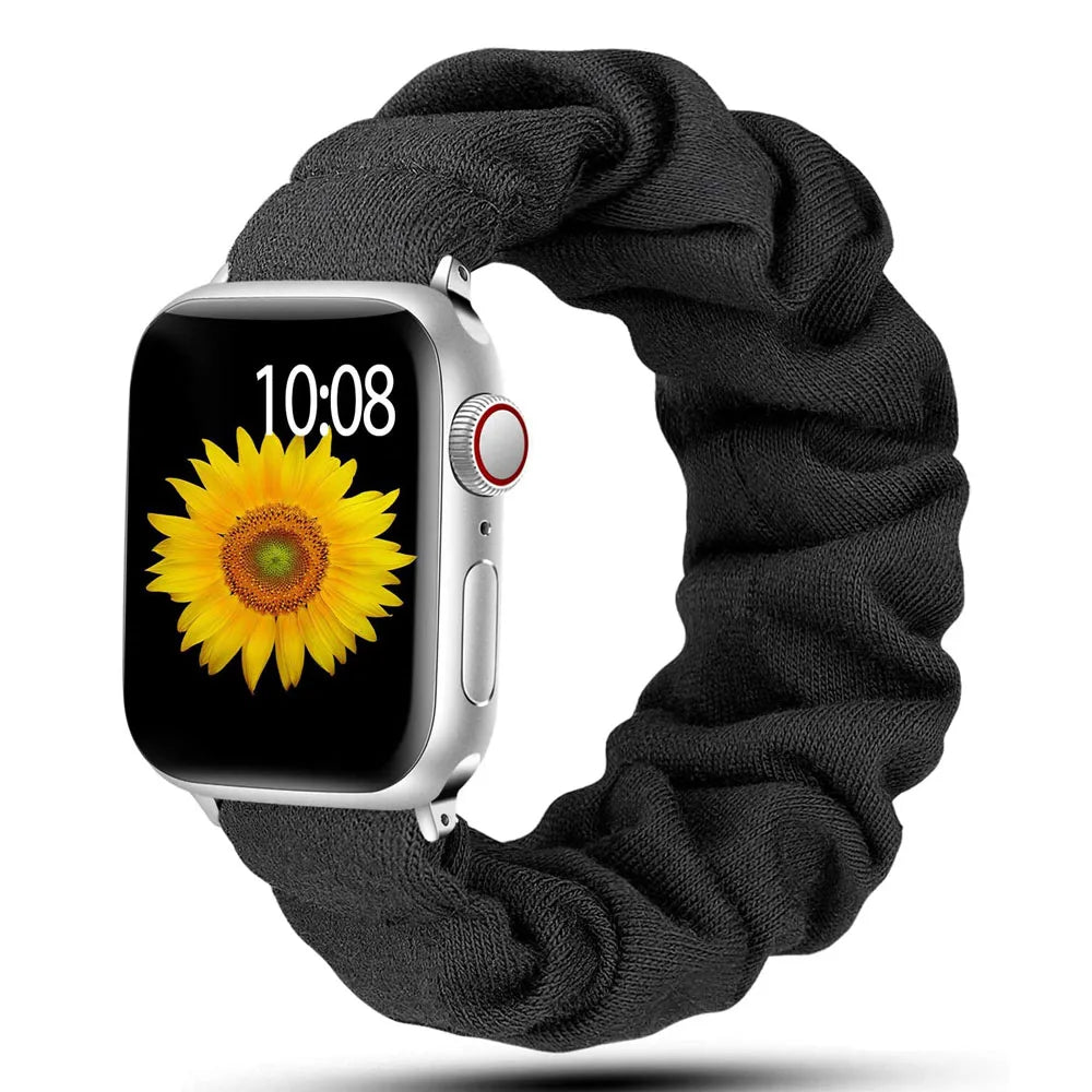 Scrunchie band for Apple Watch band 40mm 44mm 45mm 41mm 49mm 38mm 42mm Elastic Nylon Loop band Apple Watch Series 6 3 SE 7 8 Ultra