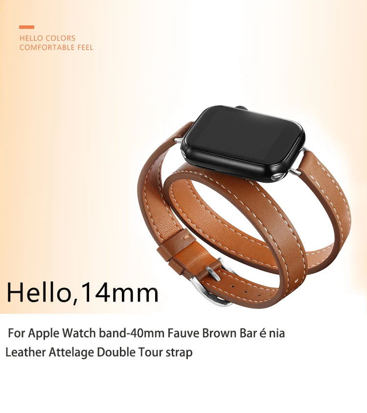 Double Tour leather band For Apple Watch Ultra band 49mm 45mm 42mm 44mm Series 8 7 6 SE 5 4 3 2 Apple Watch 6 38mm 40mm Correa 41mm