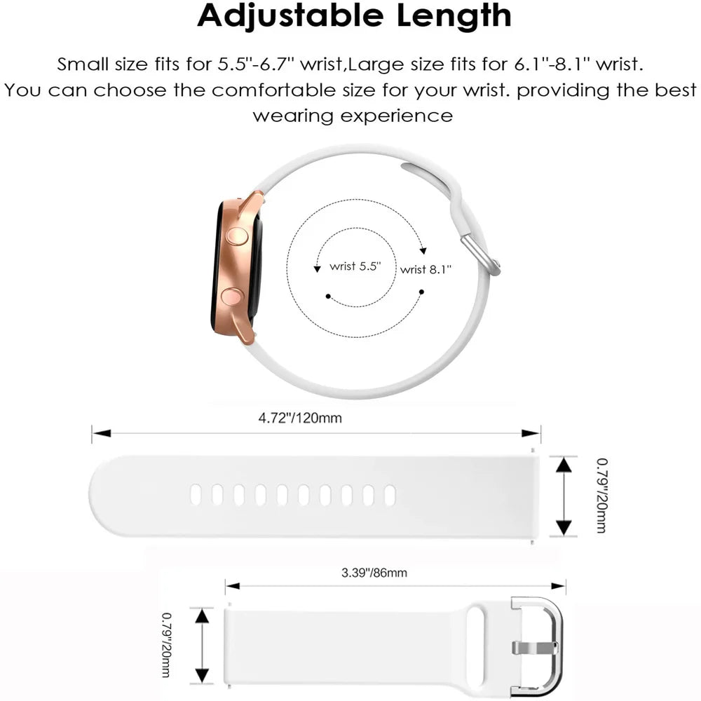 Replacement Band For Samsung Galaxy Watch 3 41mm Silicone Strap For Samsung Galaxy Watch Active 1/2 Galaxy Watch 42mm Watchbands