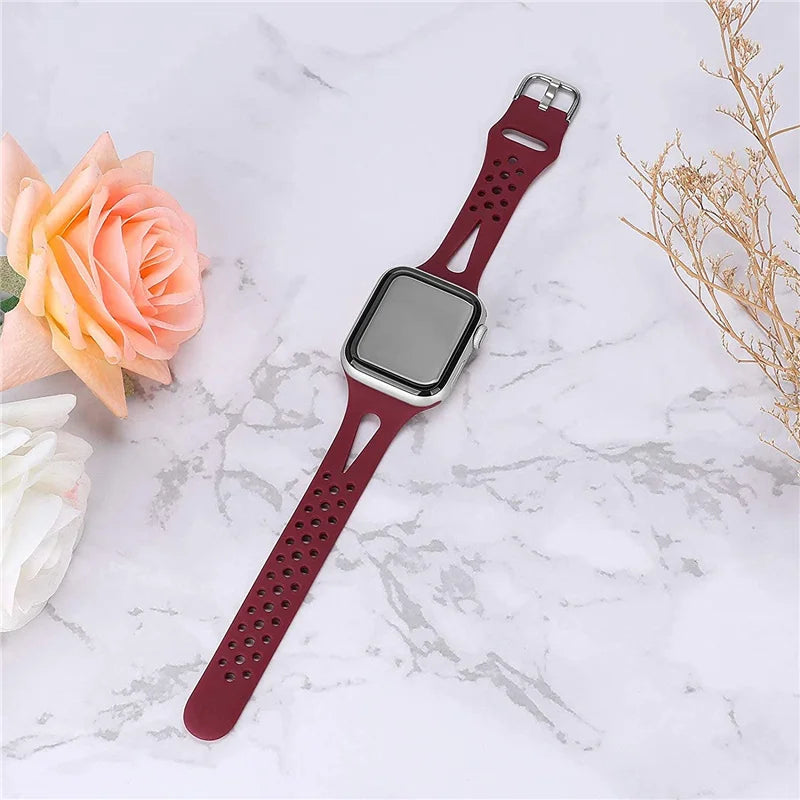 Slim band for Apple Watch band 40mm 44mm 41mm 45mm 49mm S10 42mm Silicone watch band correa band Apple Watch 6 7 8 9 Ultra 2 band