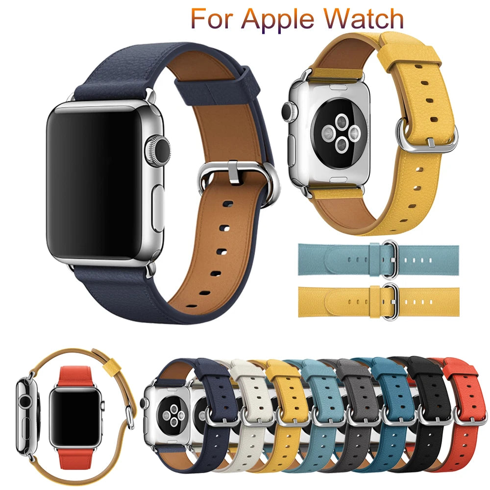Fashion leather business band For Apple Watch 40mm 44mm 38mm 42mm wristband for Apple Watch Series 7 6 4 3 2 1 Watch band