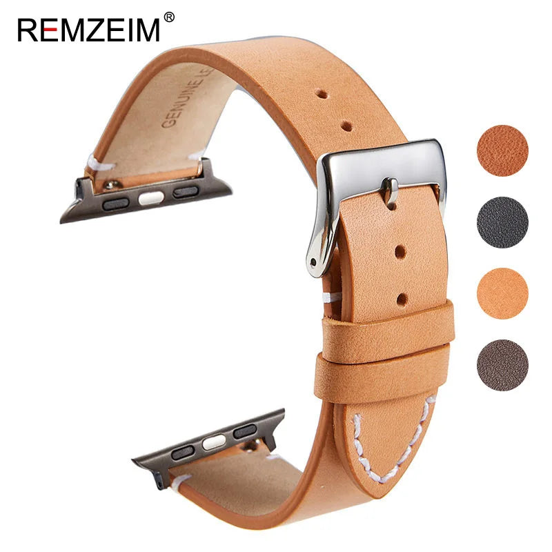 Genuine Cow Leather band for Apple Watch Series Ultra 9 8 7 6 SE 5 4 3 watch band 38mm 40mm 41mm 42mm 44mm 45mm 49mm for Apple Watch
