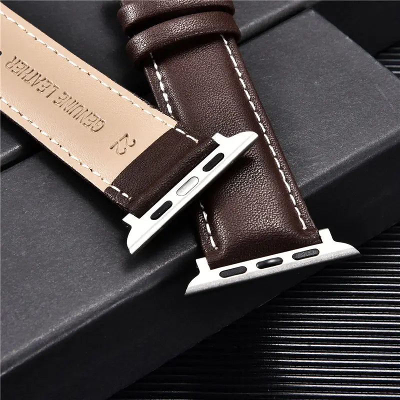 Leather Watchbands for Apple Watch 8 7 6 5 4 3 SE Butterfly Clasp Replace Wrist band 38mm 40mm 41mm 42mm 44mm 45mm band for Apple Watch