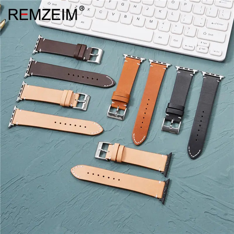 Top Layer Cow Leather band for Apple Watch Series Ultra 10 9 8 7 6 SE 5 4 3 watch band 38mm 40mm 41mm 42mm 44mm 45mm 46mm 49mm for Apple Wat
