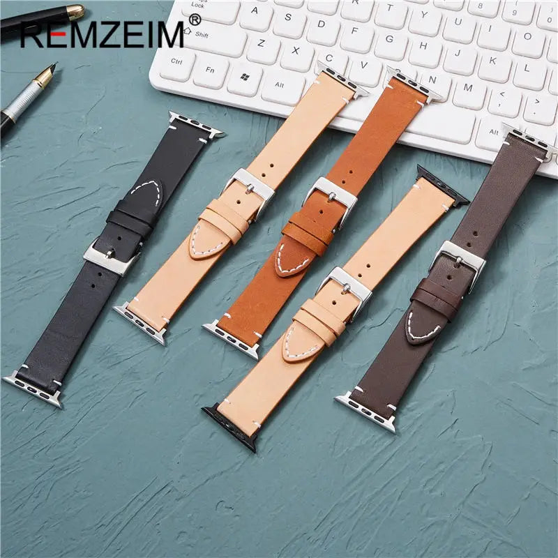 Top Layer Cow Leather band for Apple Watch Series Ultra 10 9 8 7 6 SE 5 4 3 watch band 38mm 40mm 41mm 42mm 44mm 45mm 46mm 49mm for Apple Wat