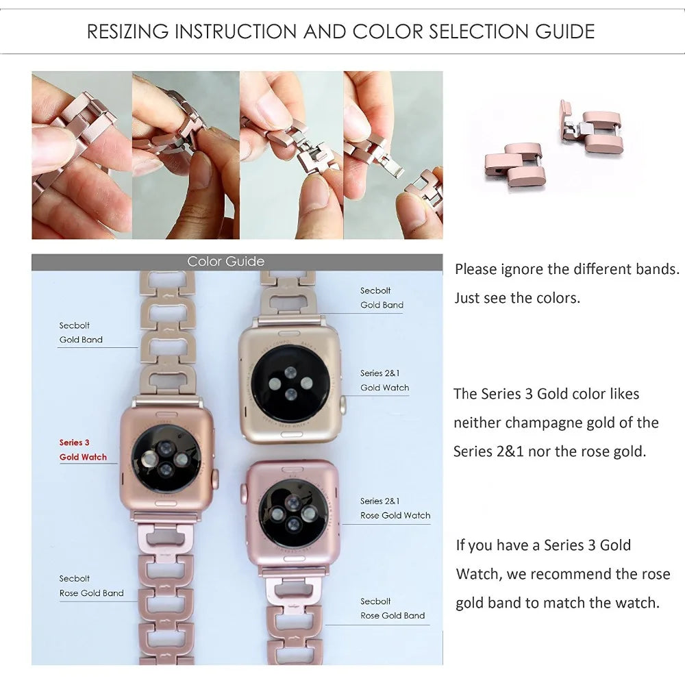 Lady band for Apple Watch band 49mm 44mm 41mm 45mm 40mm Diamond Stainless Steel Correa For Apple Watch Ultra 2 Series 9 8 7 6 SE 5 3