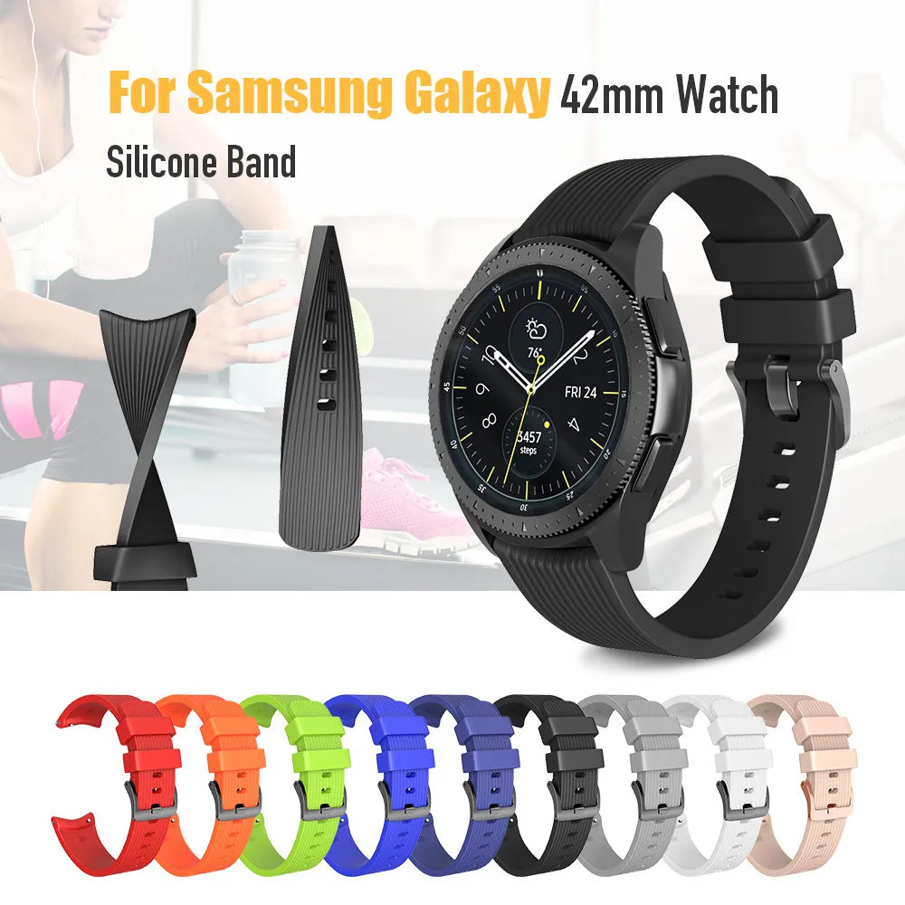 20mm Silicone Watchband for Samsung Galaxy Watch 42mm Strap for Gear Sport/Gear S2 Classic for SM-R7320 Watch Bracelet
