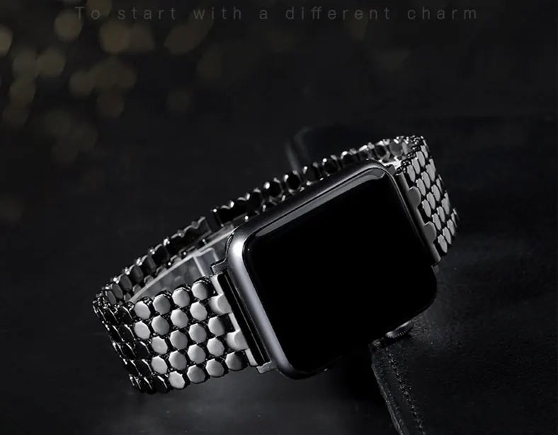 Stainless steel band for Apple Watch band 38mm 42mm Fish scale metal Belt Link band Apple Watch Series 3 4 5 SE 6 40mm 44mm band