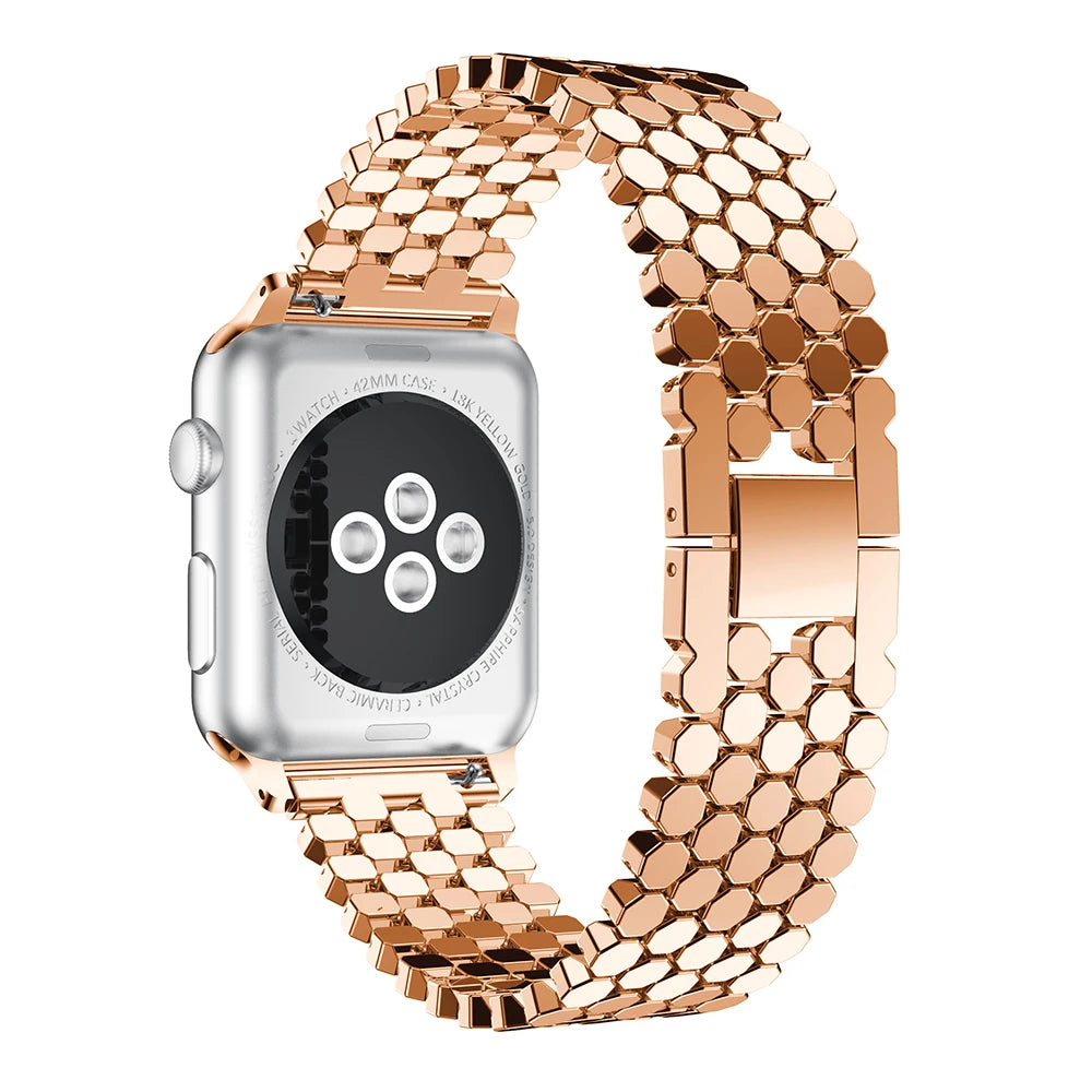 Stainless steel band for Apple Watch band 38mm 42mm Fish scale metal Belt Link band Apple Watch Series 3 4 5 SE 6 40mm 44mm band