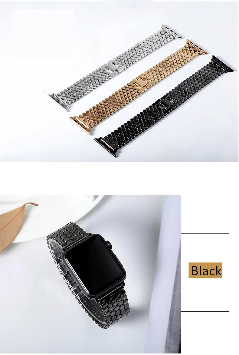 Stainless steel band for Apple Watch band 38mm 42mm Fish scale metal Belt Link band Apple Watch Series 3 4 5 SE 6 40mm 44mm band