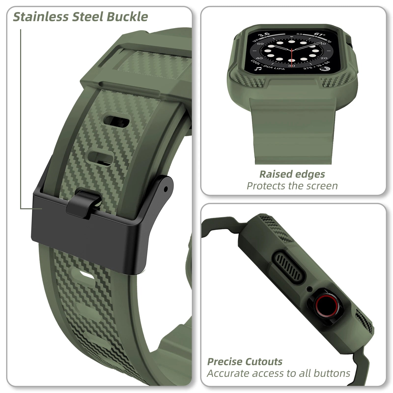 Rugged Armor Pro Designed 44mm 42mm band for Apple Watch band with Case for Apple Watch 44mm 42mm Series 6 SE 5 4