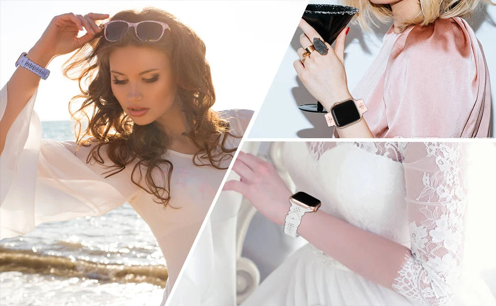 Slim Lace band for Apple Watch band 40mm 44mm 41mm 45mm 38mm 42mm 49mm 45mm Silicone band Apple Watch Series 8 SE 7 6 5 3 Ultra