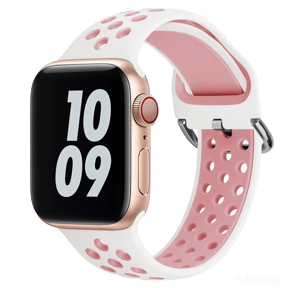Silicone band For Apple Watch 6 5 4 SE 44mm 40mm 10 9 8 7 41mm 42mm 45mm 46mm Sport wristband Apple Watch Ultra 2 49mm band