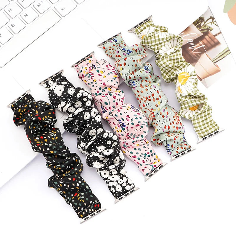 Scrunchie band for Apple Watch Ultra band 49mm 45mm 41mm 44mm 40mm 38mm 42mm Elastic nylon band Apple Watch Series 8 7 6 5 4 3 SE