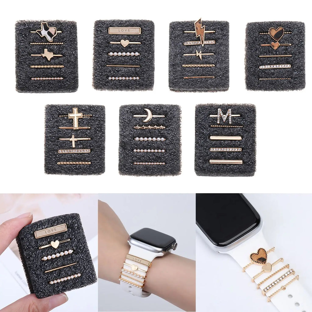 Decoration For Apple Watch band Series 8 7 6 5 4 SE 9 Accessories Diamond Jewelry Charms for Samsung Huawei watch fit 3 band