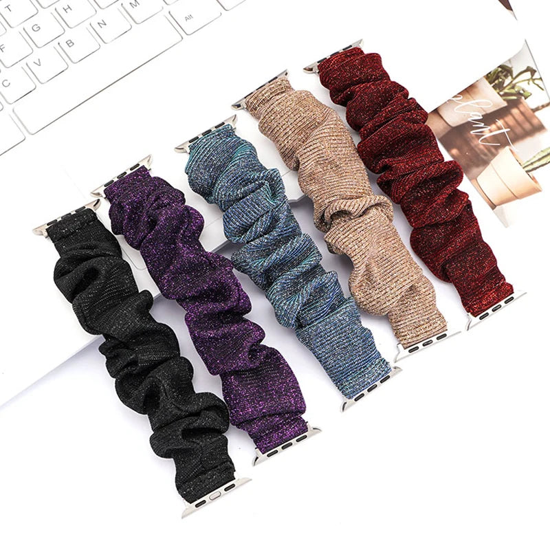 Scrunchie band for Apple Watch Ultra band 49mm 45mm 41mm 44mm 40mm 38mm 42mm Elastic nylon band Apple Watch Series 8 7 6 5 4 3 SE