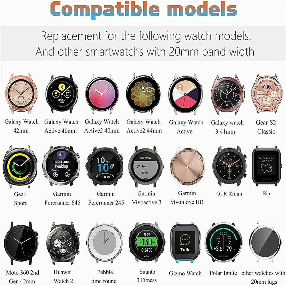 Replacement Band For Samsung Galaxy Watch 3 41mm Silicone Strap For Samsung Galaxy Watch Active 1/2 Galaxy Watch 42mm Watchbands