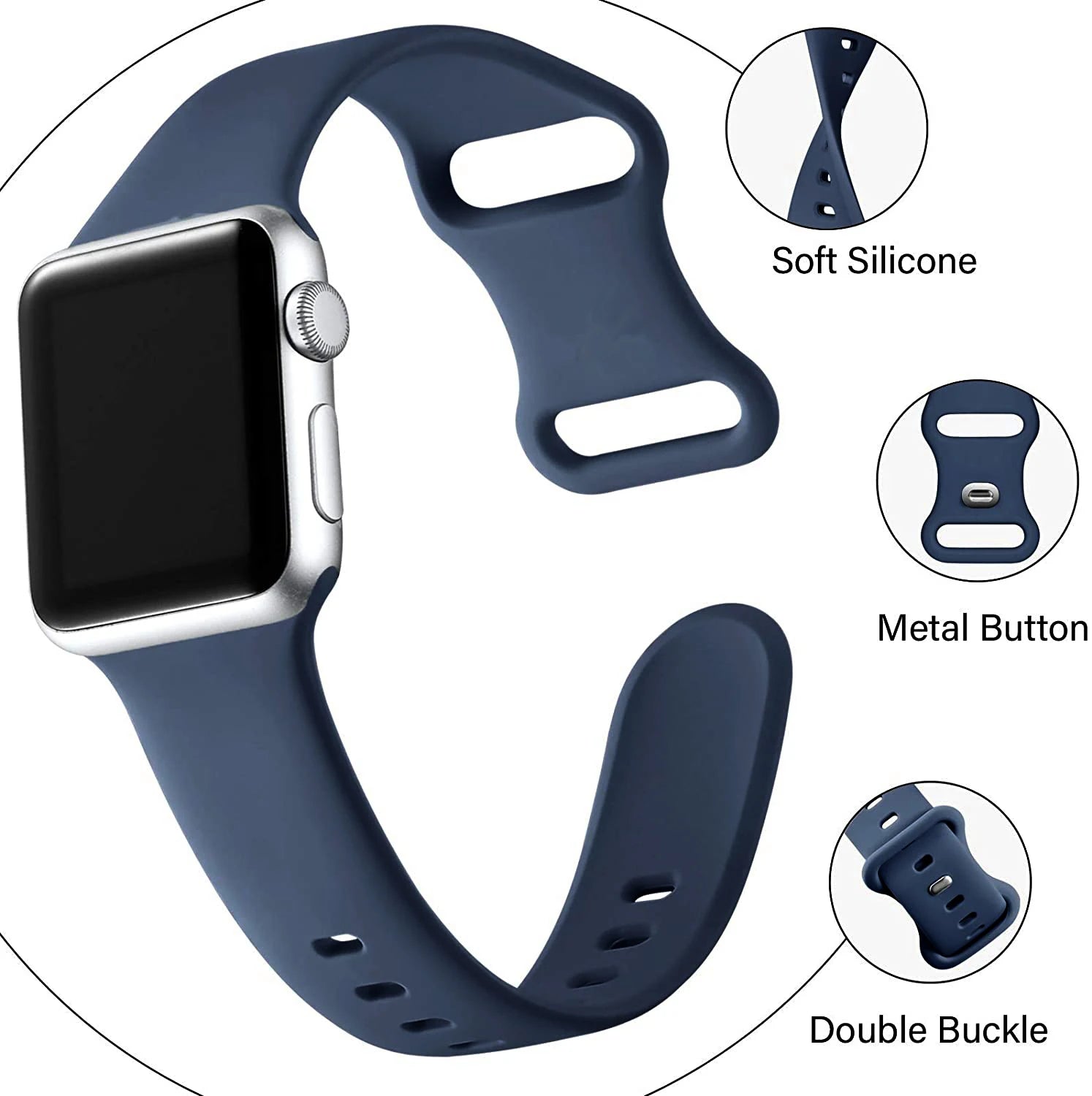 Silicone band For Apple Watch band 40mm 44mm 46mm 45mm 41mm 49mm 38mm 42mm Correa band Apple Watch Series 6 Ultra 2 7 8 9 SE 10 band