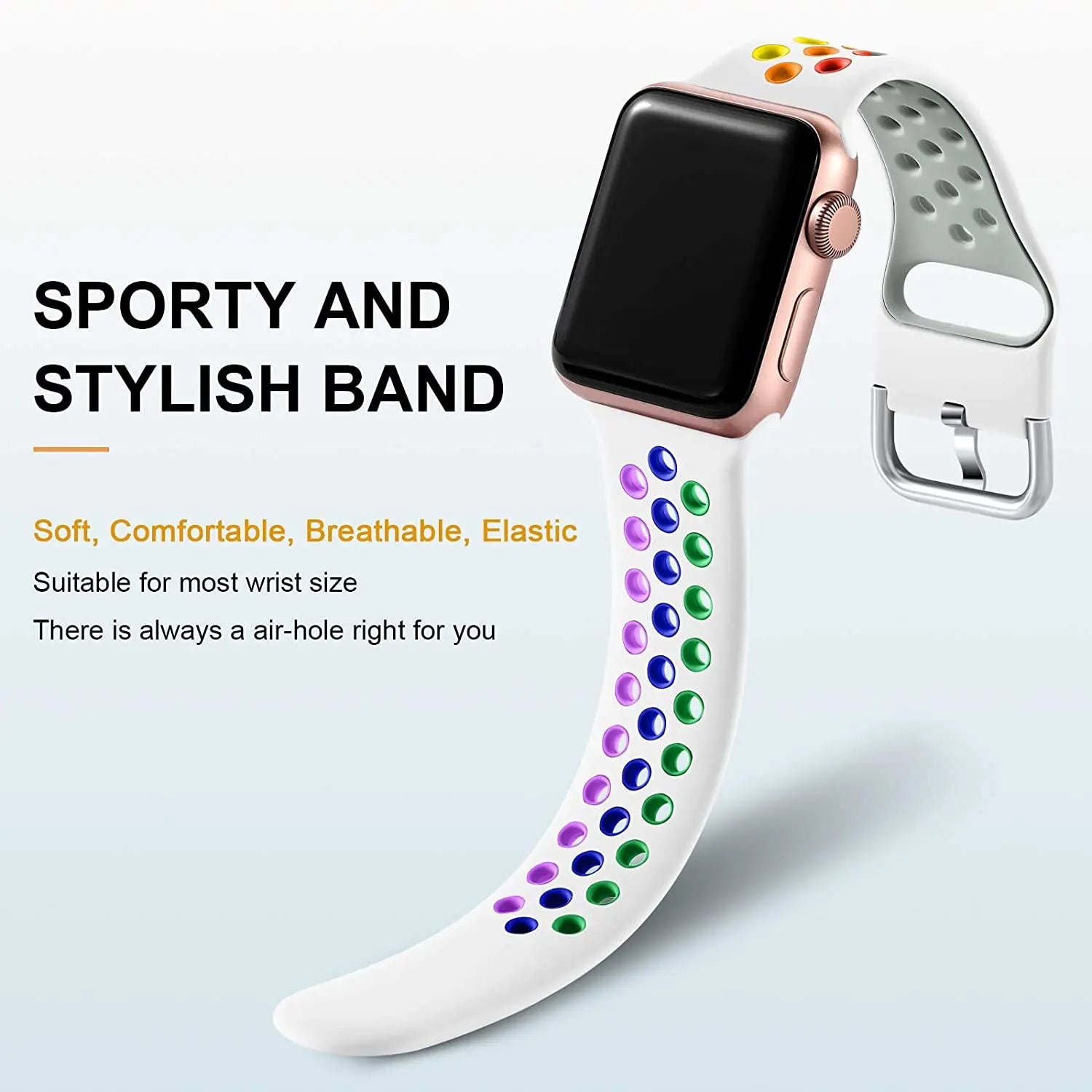 Silicone band For Apple Watch 6 5 4 SE 44mm 40mm 10 9 8 7 41mm 42mm 45mm 46mm Sport wristband Apple Watch Ultra 2 49mm band